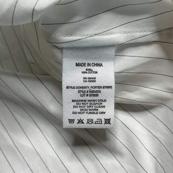 THEORY Doherty Black White Porter Stripe Button Front Off Shoulder Womens Medium - Picture 8 of 10